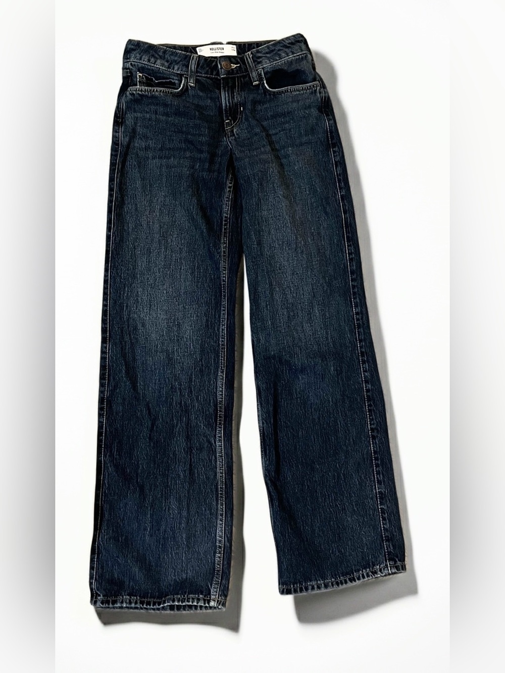 Hollister Women's Relaxed Wide-Leg Dark Blue Jeans - Picture 1 of 3